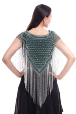 Thumbnail for Jaitra Apparels Green Beads Embroidered Net Poncho