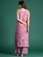 Thumbnail for Indo Era Pink Printed Straight Kurta Palazzos set - Distacart