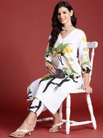 Thumbnail for Indo Era White Printed Straight Kurta Trousers set - Distacart