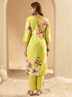 Thumbnail for Indo Era Olive Printed Straight Kurta Trousers Set - Distacart