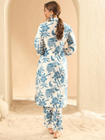 Thumbnail for Indo Era White Printed Straight Kurta Trousers set - Distacart