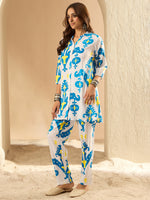 Thumbnail for Indo Era White Printed Straight Kurta Trousers set - Distacart