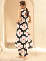 Thumbnail for Indo Era Black Printed A-Line Kurta Trousers set - Distacart