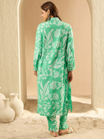 Thumbnail for Indo Era Green Printed Straight Kurta Trousers set - Distacart
