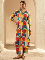 Thumbnail for Indo Era Multi Printed Straight Kurta Trousers set - Distacart