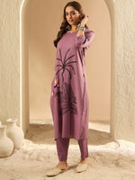 Thumbnail for Indo Era Burgundy Embroidered Straight Kurta Trousers Set - Distacart