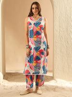 Thumbnail for Indo Era White Printed Straight Kurta Trousers set - Distacart