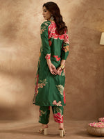 Thumbnail for Indo Era Green Printed Straight Kurta Trousers Set - Distacart