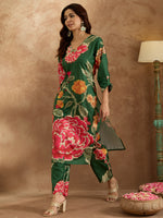 Thumbnail for Indo Era Green Printed Straight Kurta Trousers Set - Distacart