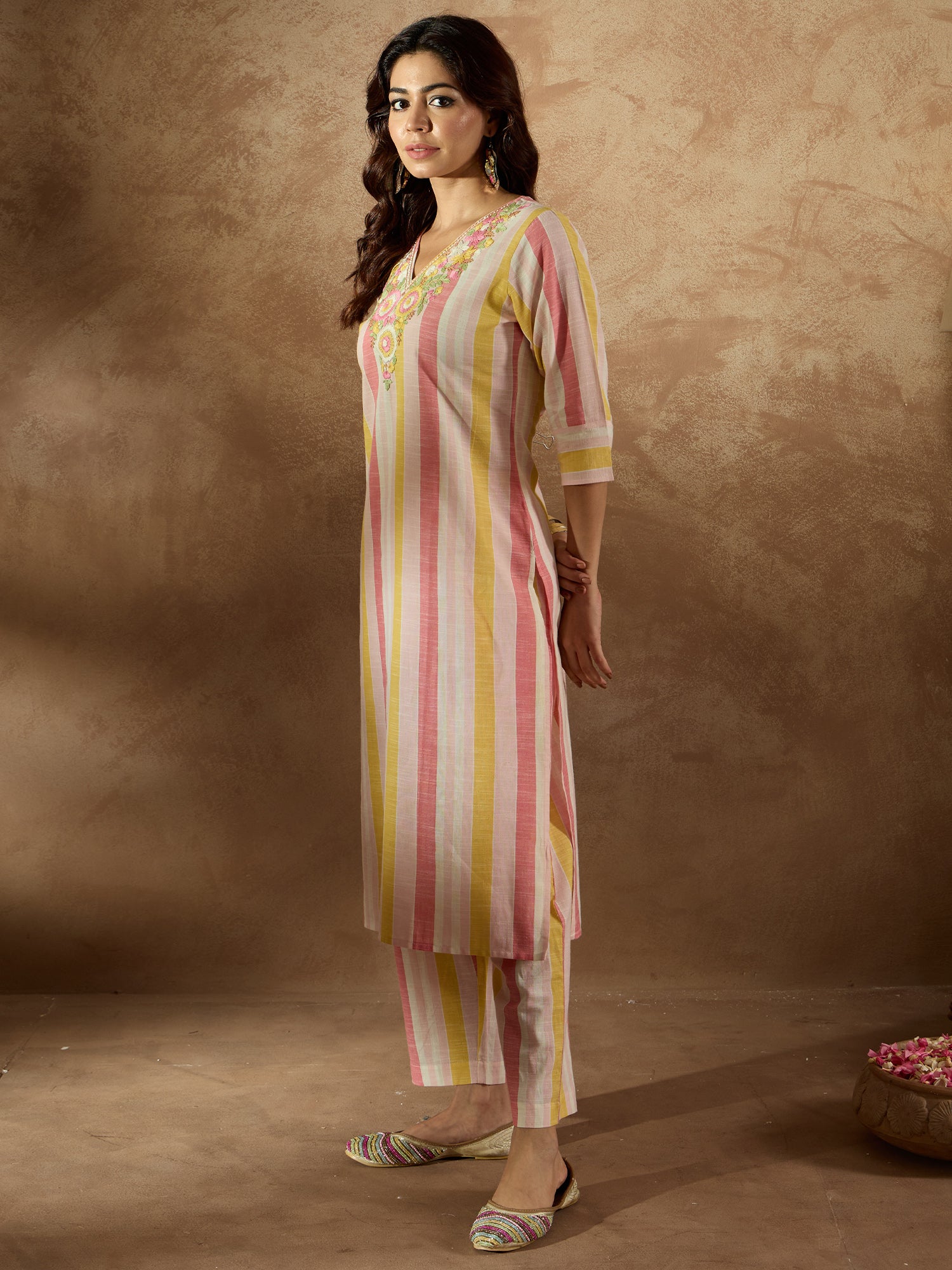 Indo Era Multi Embroidered Straight Kurta Trousers Set - Distacart