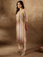 Thumbnail for Indo Era Multi Embroidered Straight Kurta Trousers Set - Distacart