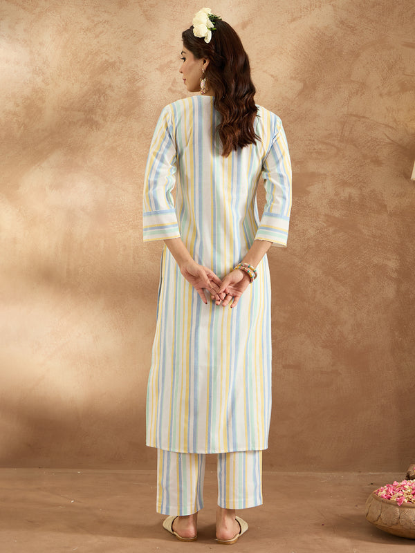 Indo Era Multi Embroidered Straight Kurta Trousers Set - Distacart