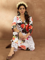 Thumbnail for Indo Era White Printed Straight Kurta Trousers Set - Distacart