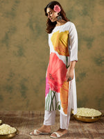 Thumbnail for Indo Era White Printed Straight Kurta Trousers Set - Distacart