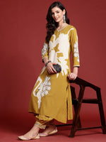 Thumbnail for Indo Era Mustard Printed A-Line Kurta Salwar set - Distacart