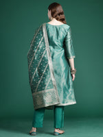 Thumbnail for Indo Era Green Straight Kurta Trousers With Dupatta Set - Distacart
