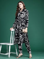 Thumbnail for Indo Era Black Printed Straight Kurta Trousers Set - Distacart