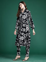 Thumbnail for Indo Era Black Printed Straight Kurta Trousers Set - Distacart