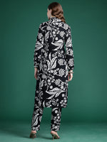 Thumbnail for Indo Era Black Printed Straight Kurta Trousers Set - Distacart