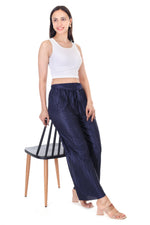 Thumbnail for Jaitra Apparels Navy Blue Satin Pleated Free Size Palazzo