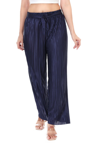 Jaitra Apparels Navy Blue Satin Pleated Free Size Palazzo