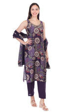 Thumbnail for Jaitra Apparels Purple Embroidered Muslin Fabric Kurta Set With Dupatta