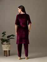 Thumbnail for Myshka Women's Magenta Velvet Kurta Pant
