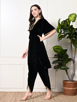 Thumbnail for Myshka Women's Black Velvet Kurta Pant