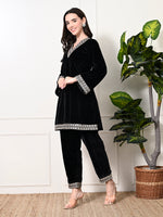 Thumbnail for Myshka Women's Black Velvet Kurta Pant