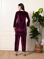 Thumbnail for Myshka Women's Magenta Velvet Kurta Pant