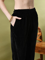 Thumbnail for Myshka Women's Black Velvet Kurta Pant With Dupatta Set