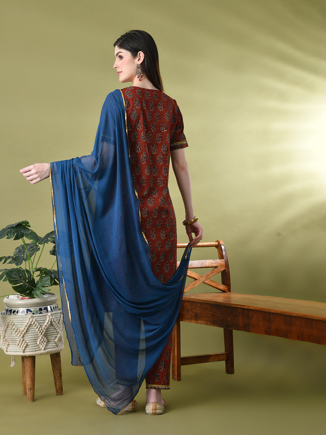 Myshka Women's Cotton Red Printed Kurta Set With Dupatta - Distacart