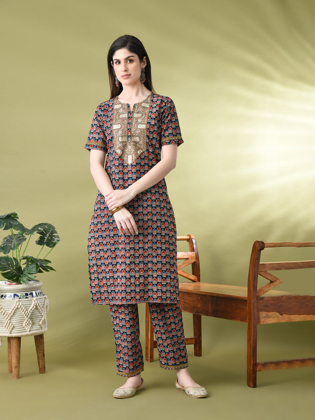 Myshka Women's Cotton Printed Kurta Set With Dupatta - Distacart