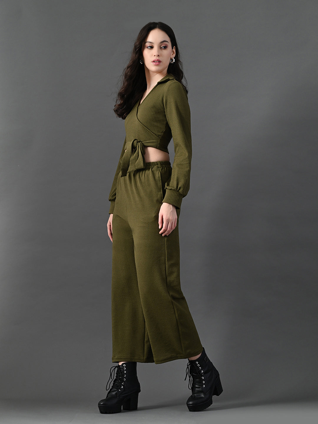 Myshka Women's Olive Green Co-Ord Set - Distacart