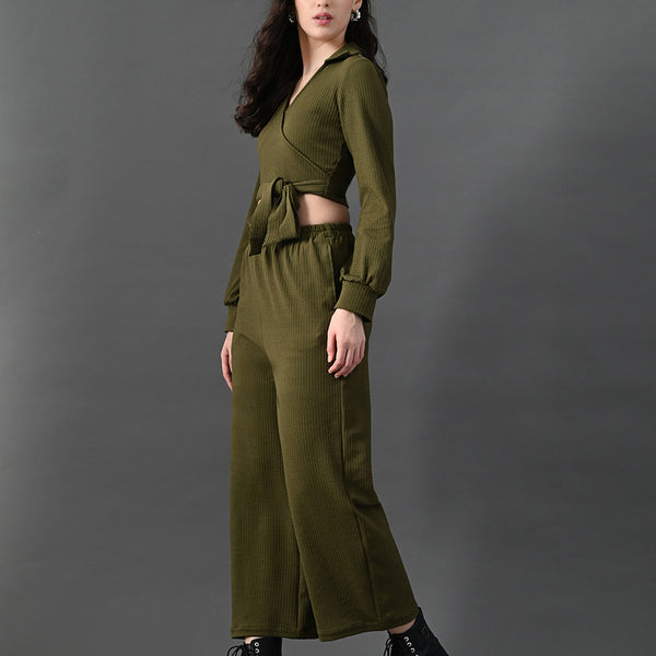 Myshka Women's Olive Green Co-Ord Set - Distacart
