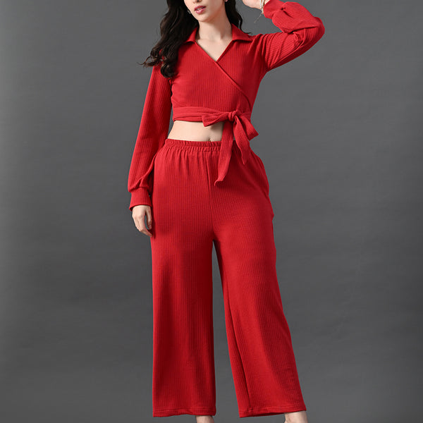 Myshka Women's Red Co-Ord Set - Distacart