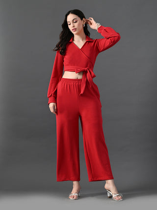 Myshka Women's Red Co-Ord Set - Distacart