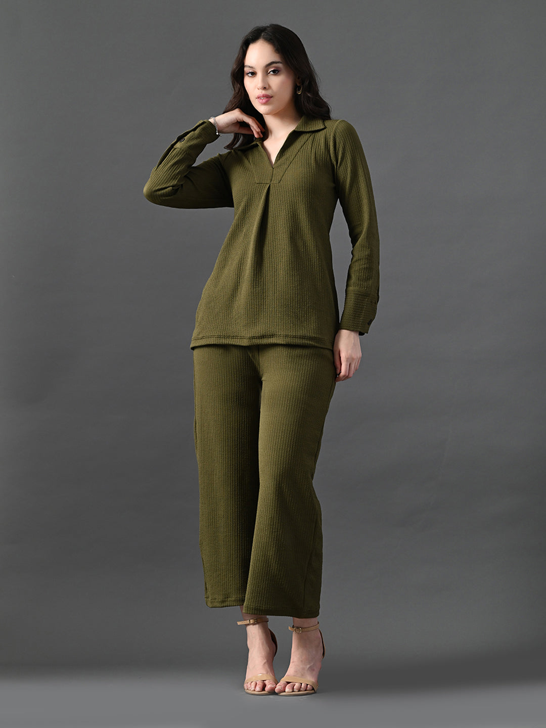 Myshka Women's Olive Everyday Lounge Set - Distacart