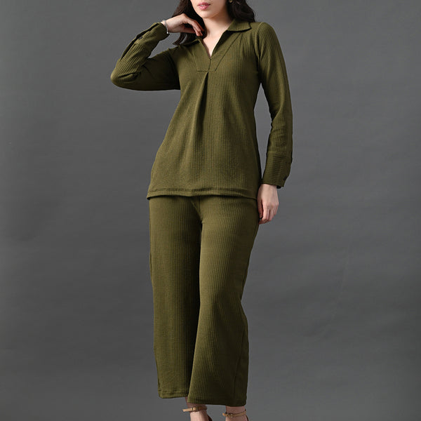 Myshka Women's Olive Everyday Lounge Set - Distacart
