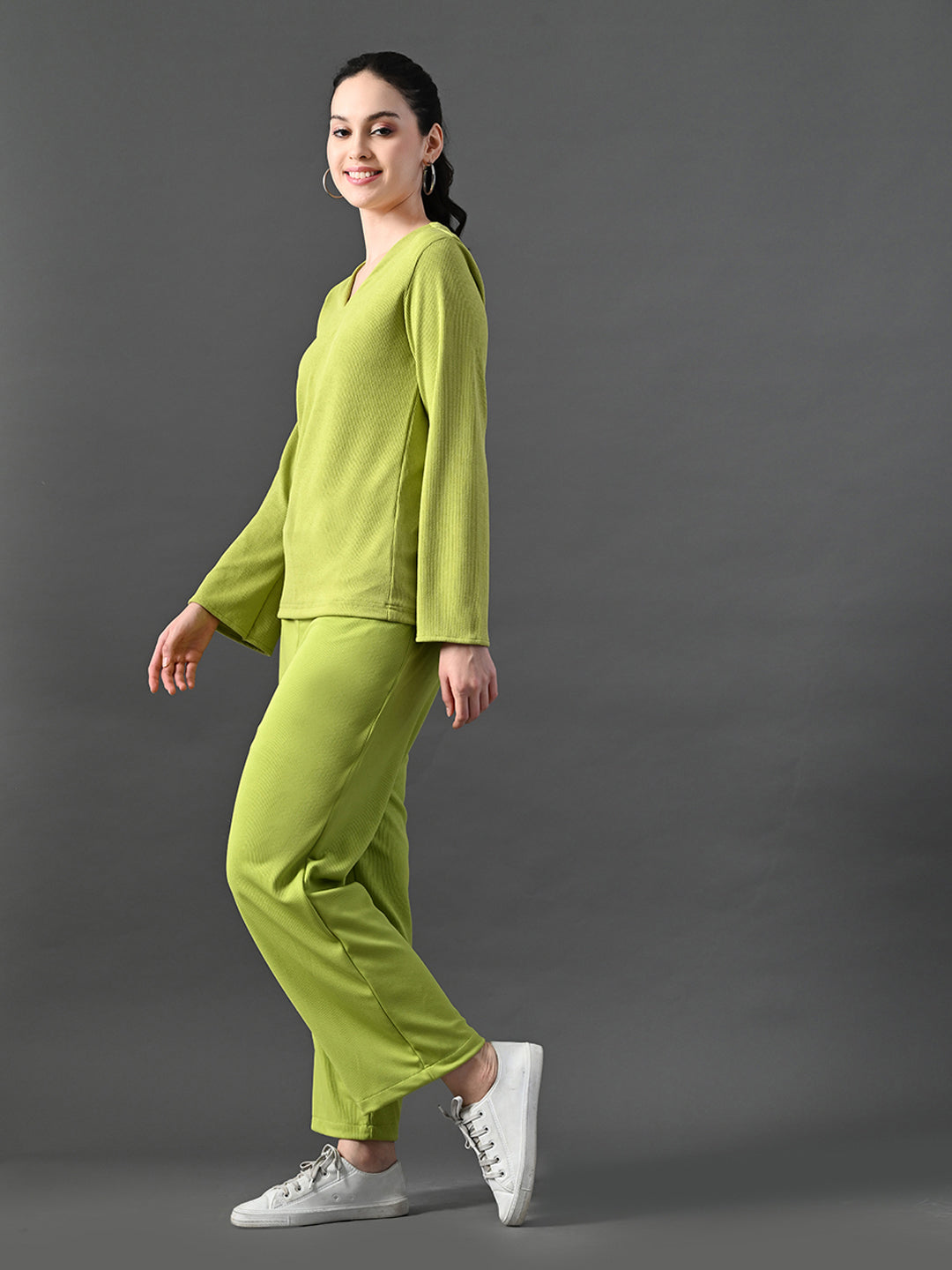 Myshka Women's Green Ribbed Cord Set - Distacart