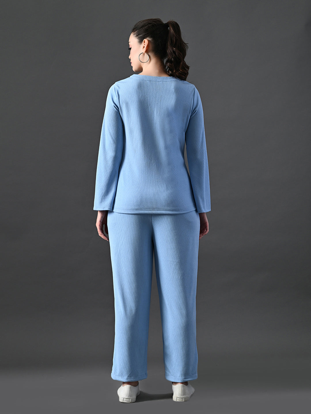 Myshka Women's Blue Ribbed Cord Set - Distacart