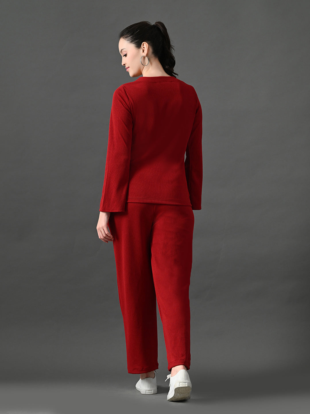 Myshka Women's Red Ribbed Cord Set - Distacart