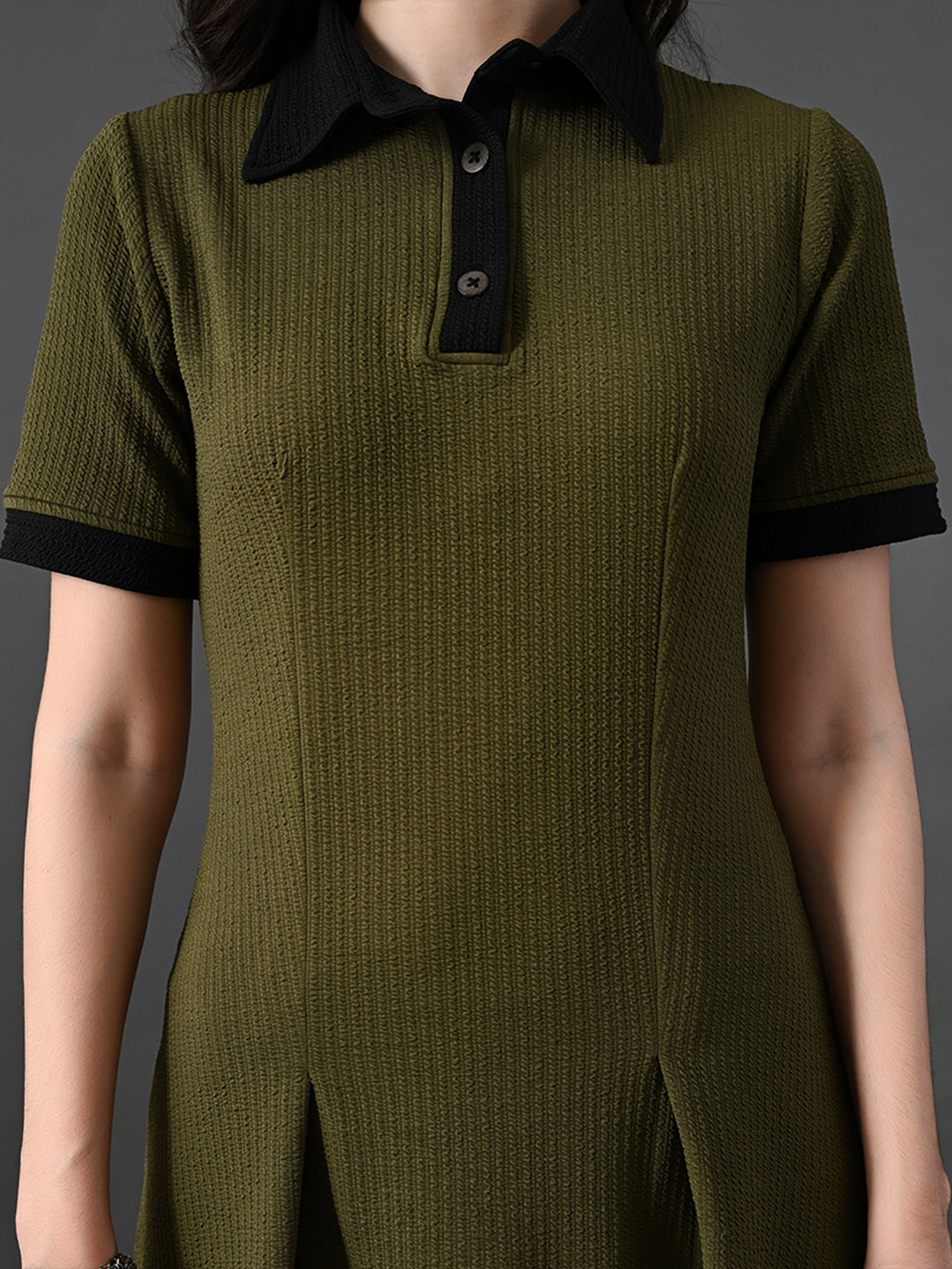 Myshka Women's Olive Collared Dress - Distacart