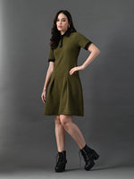 Thumbnail for Myshka Women's Olive Collared Dress - Distacart