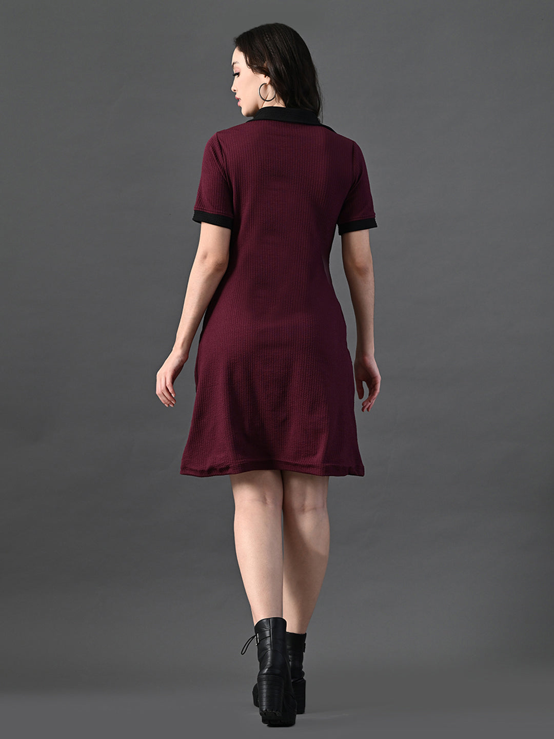 Myshka Women's Magenta Collared Dress - Distacart