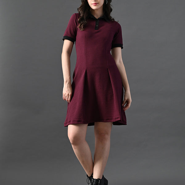 Myshka Women's Magenta Collared Dress - Distacart