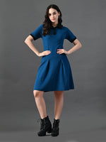 Thumbnail for Myshka Women's Blue Collared Dress - Distacart
