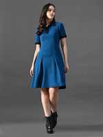 Thumbnail for Myshka Women's Blue Collared Dress - Distacart