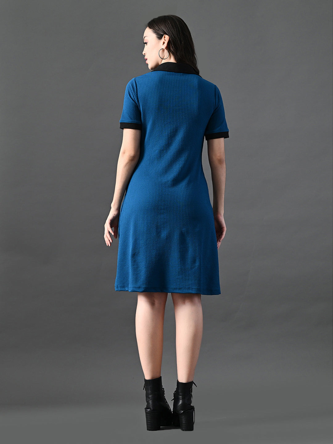 Myshka Women's Blue Collared Dress - Distacart