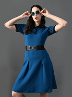 Thumbnail for Myshka Women's Blue Collared Dress - Distacart